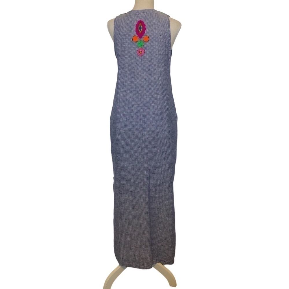 DALHAA THAILAND Maxi Dress Women's Size Medium Sleeveless Polka Dot Embroidered - Picture 3 of 12